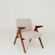 Fauteuil Lounge Beige Tressé Revêtement Bois Couleur Noyer