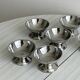 Set of 6 polished stainless steel footed bowls