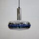 Vintage Chrome & Blue Pendant Lamp - 1970s Massive Belgium Lighting