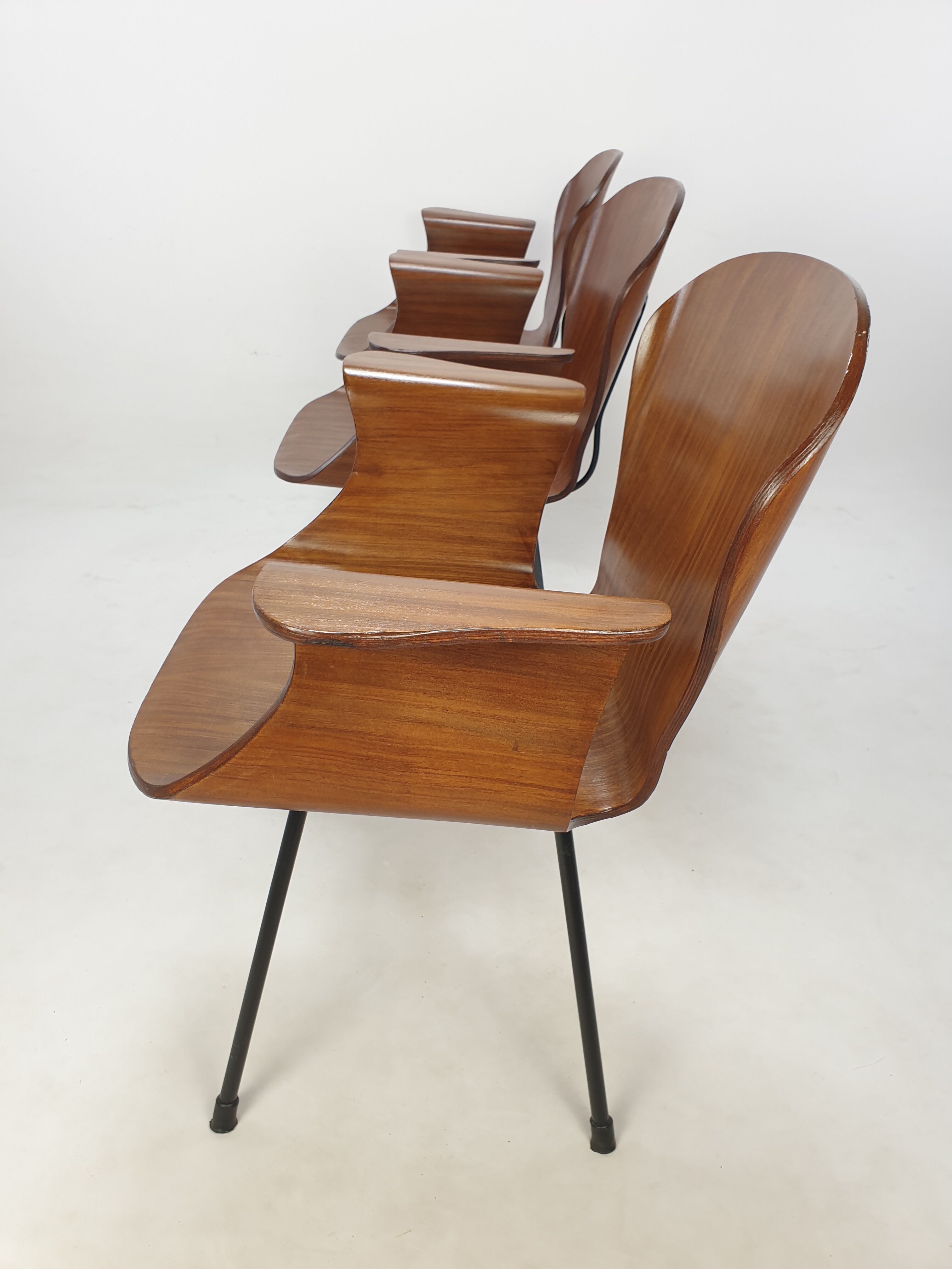 Mid Century Italian 3-seat Bench by Carlo Ratti, 50's