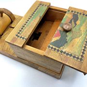 Distributeur de cigarettes en bois marqueté Rétro 30/40