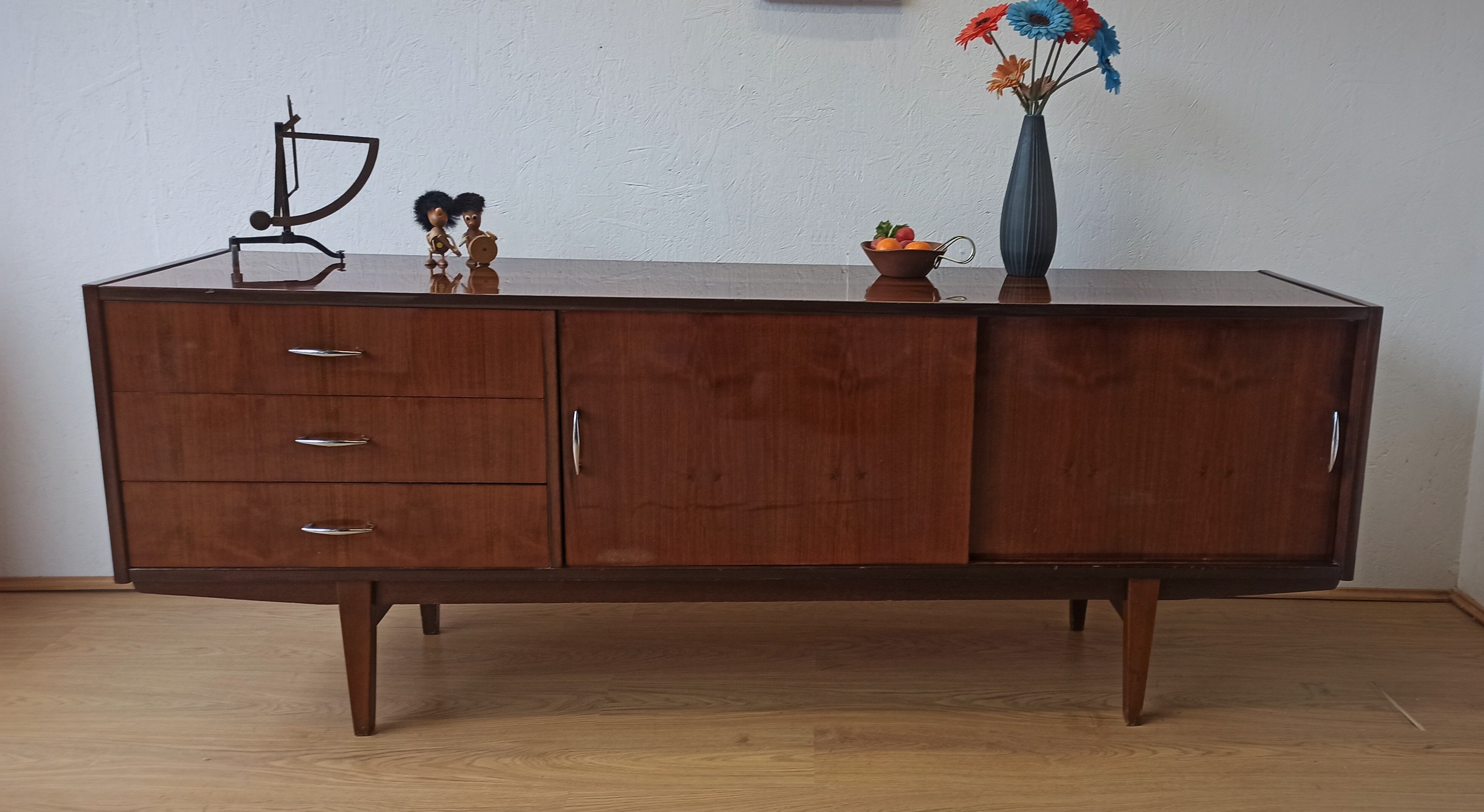 Modernist long sideboard of the 1970s