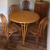Table set and 4 rattan chairs