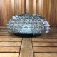 Old molded glass ceiling light + vintage black metal support