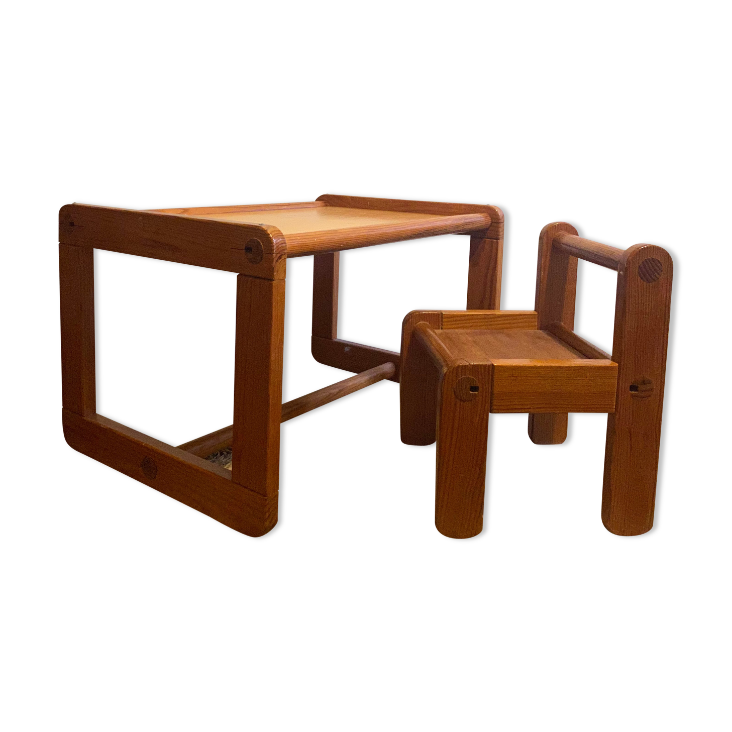 Children's desk and its wooden seat from the 80s