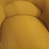 Set of 2 yellow and pink velvet tub chairs.