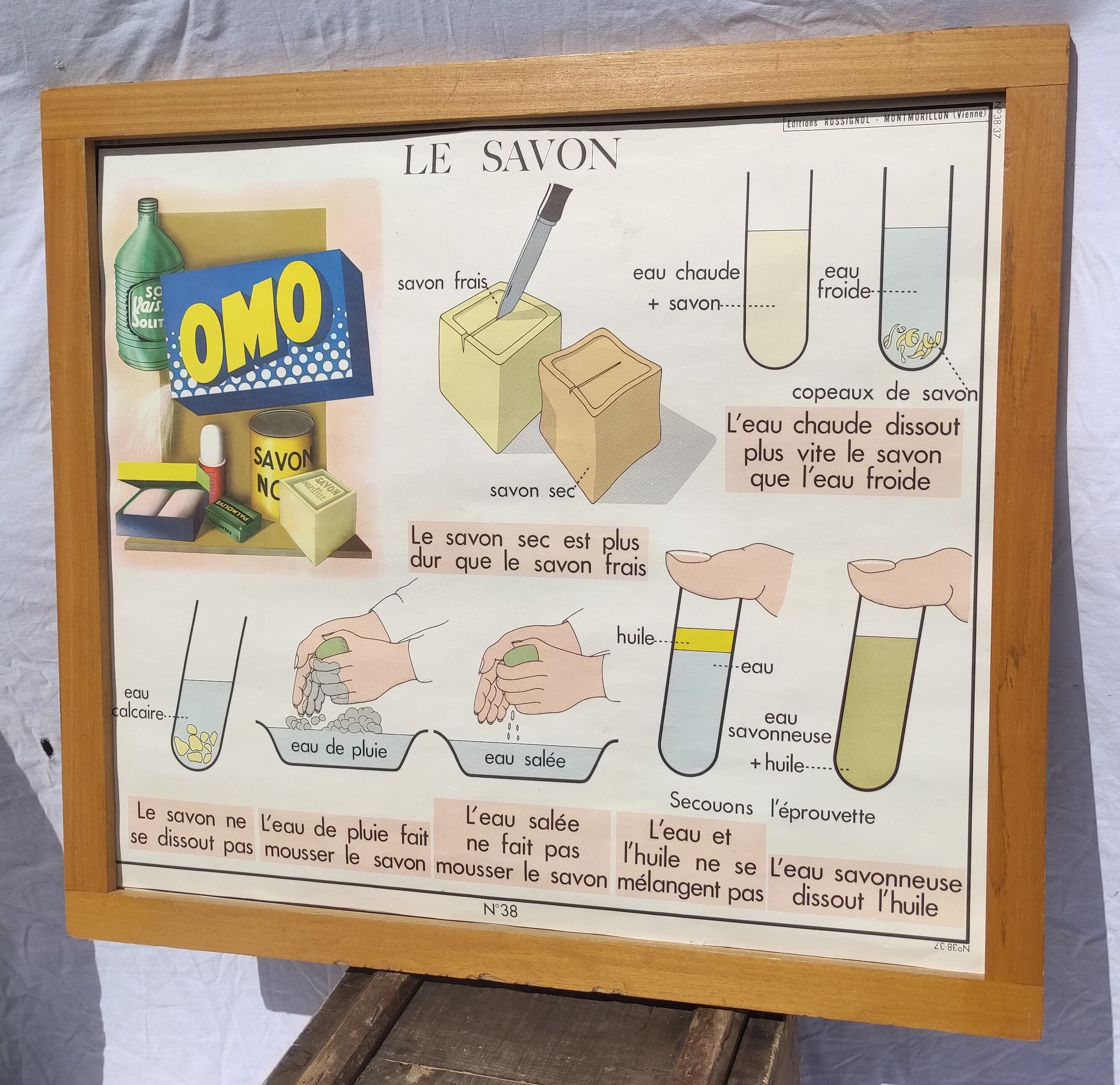 Educational and school poster Rossignol Montmorillon soap and glass