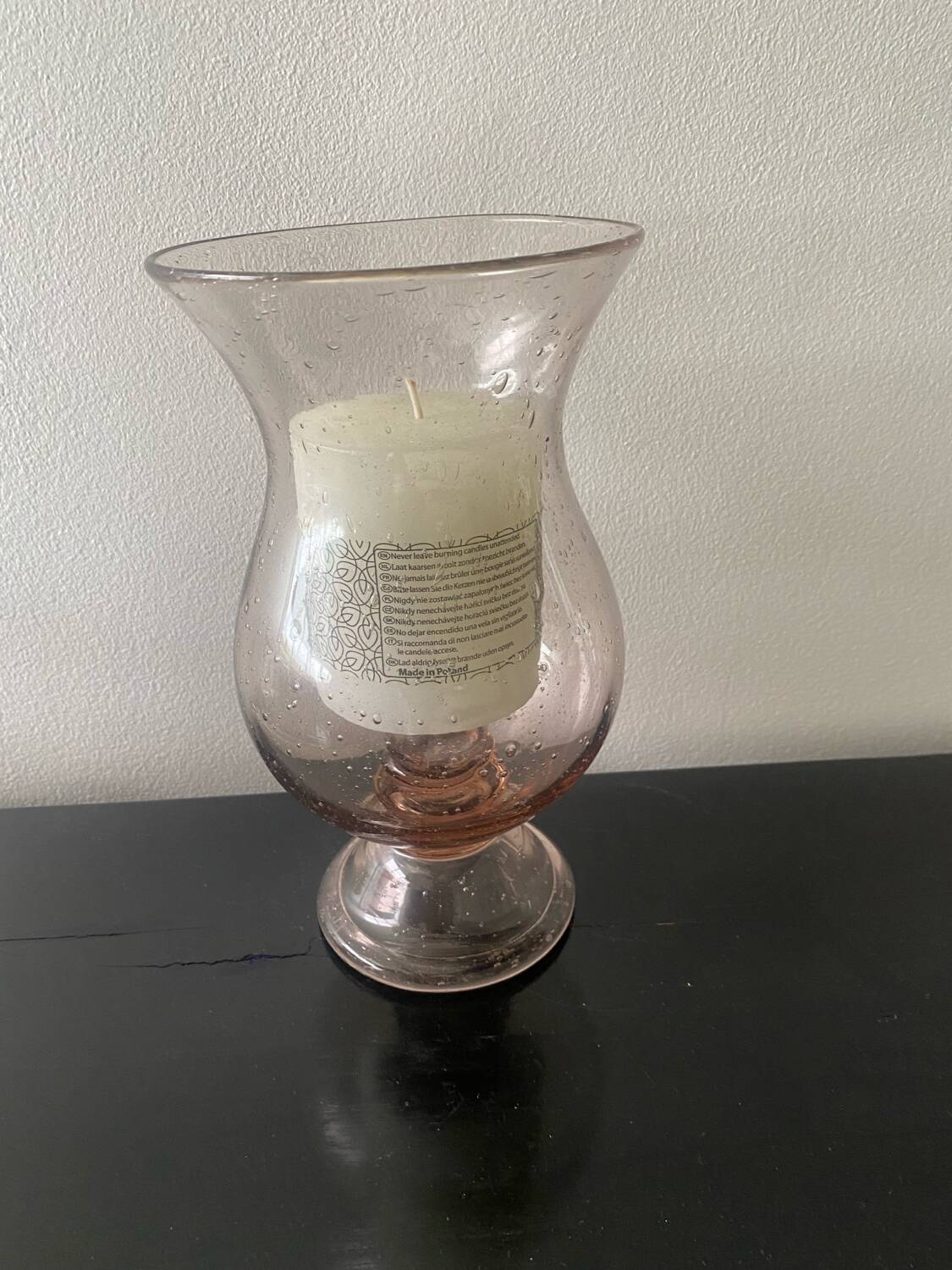 Blown bubble glass tea light holder