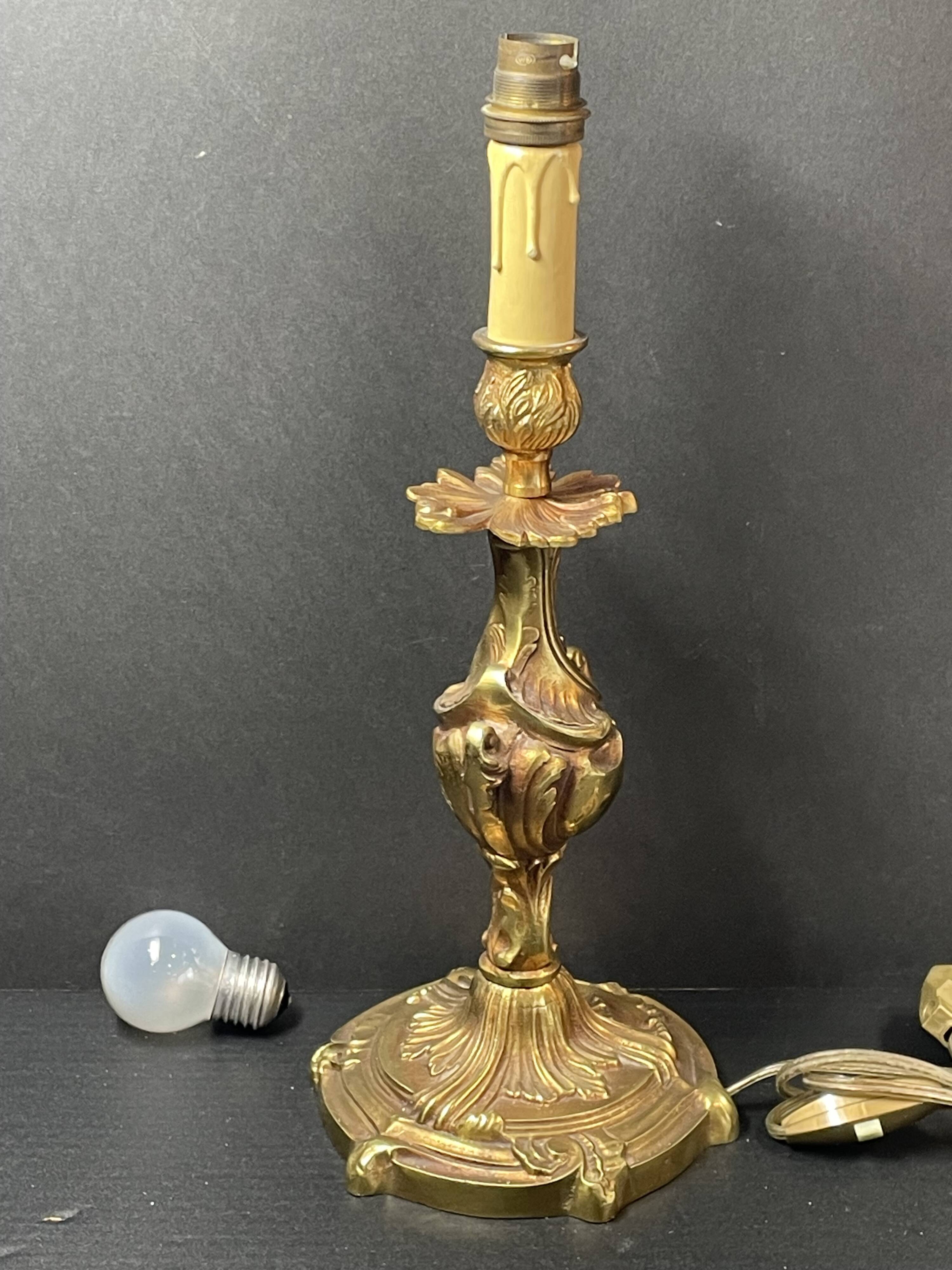 bronze lamp base (very heavy) baroque style 37 cm socket height