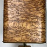 Midcentury Italian sculptural large table lamp with wood veneer shade