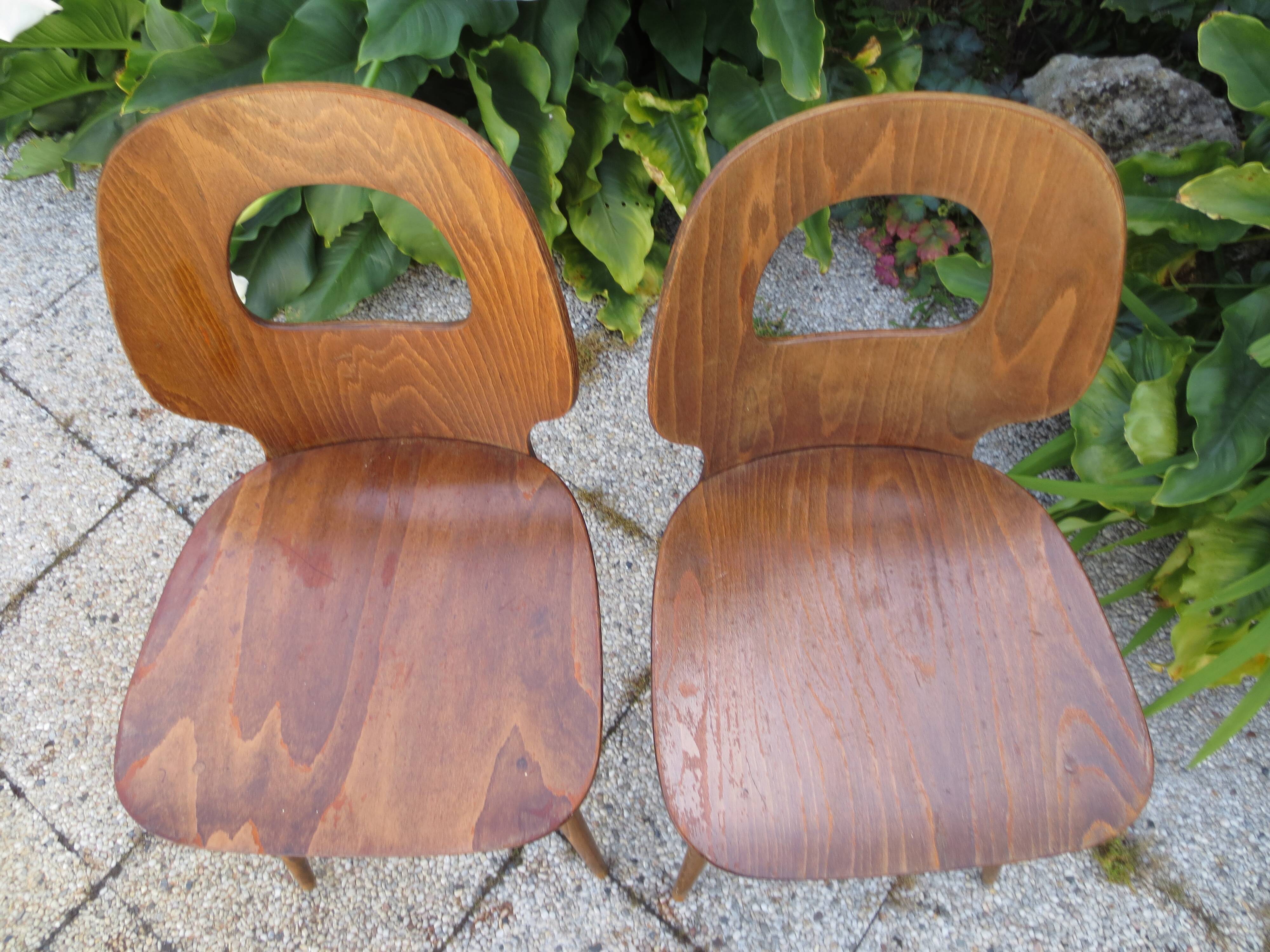 Paire de chaises en bois Baumann vintage
