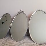 Silver brass triptych mirror