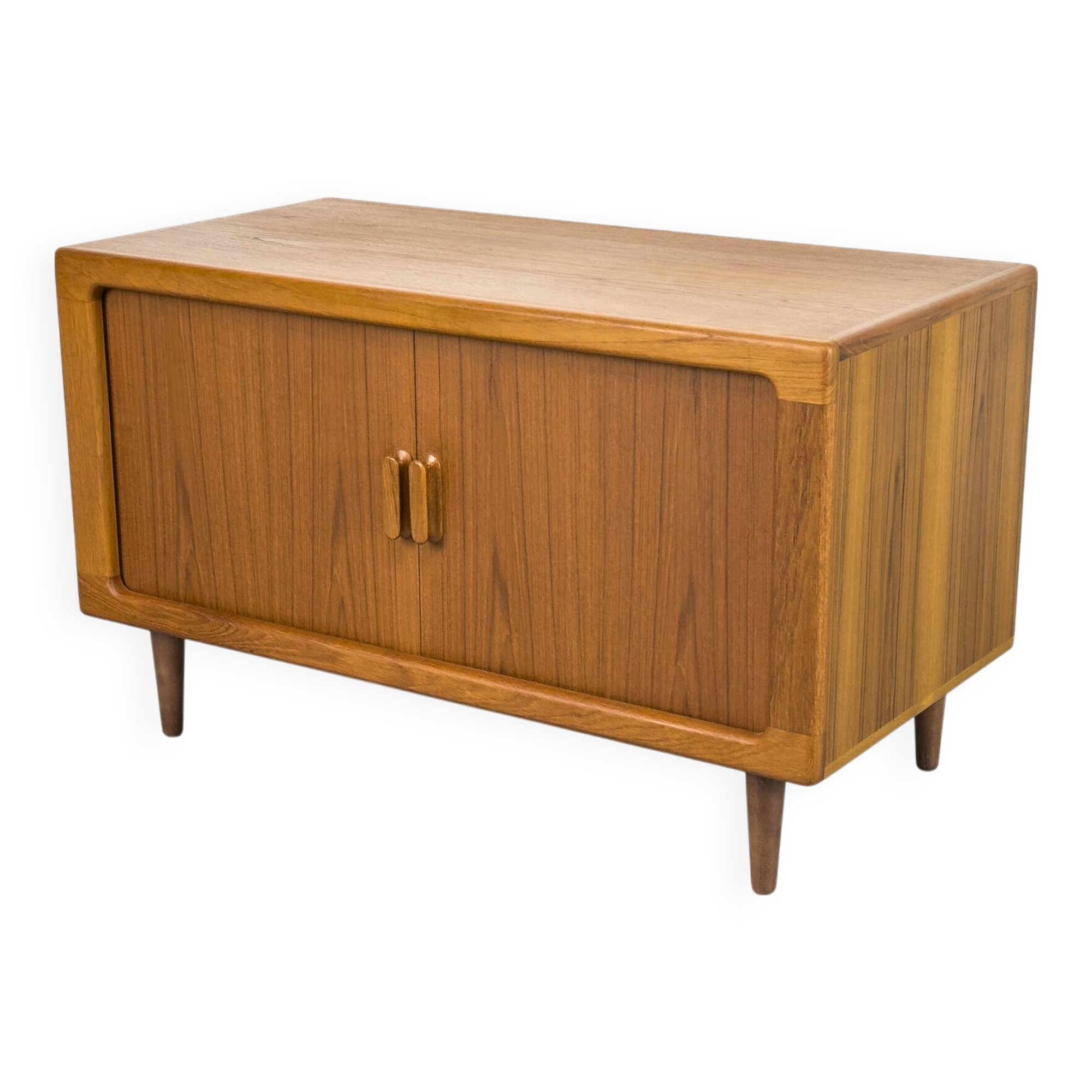Low Teak Sideboard with Tambour Doors from CFC Silkeborg, 1970s