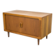 Low Teak Sideboard with Tambour Doors from CFC Silkeborg, 1970s