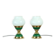 Suite de lampes de table en verre opalin et laiton, Tchécoslovaquie 1955