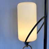 Floor lamp Stilnovo 50s opalines and brass buckles