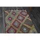 1970s Vintage Turkish Oushak Handmade Wool Cotton Purple Runner Rug 62x206