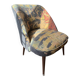 J. Tenreiro, Brazil. Concha armchair with tapered legs, Cluny tapestry 1400.