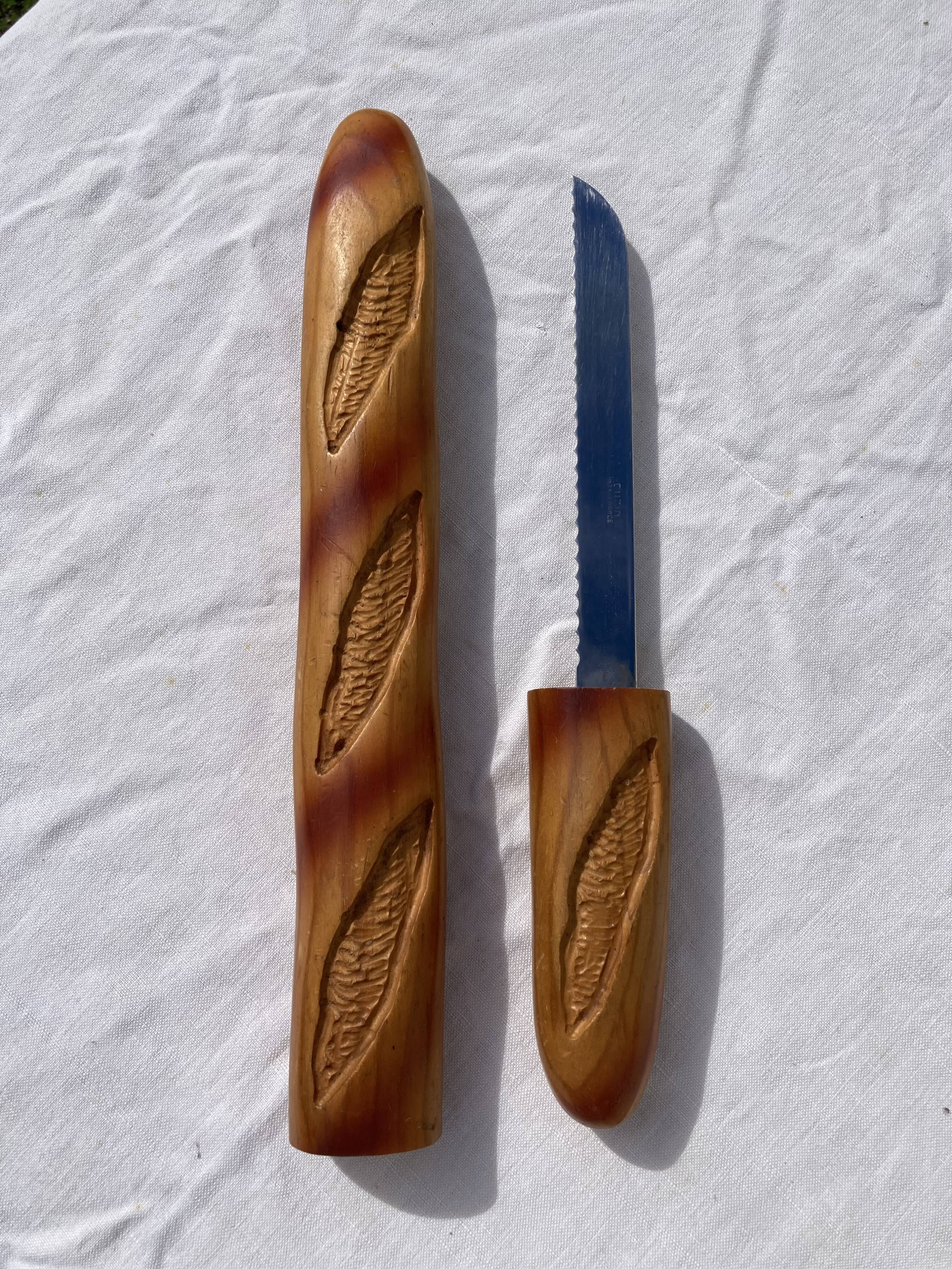 Vintage baguette bread knife - resin and stainless steel bread - kitchen utensil