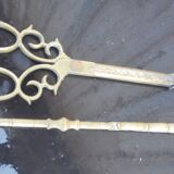 Zoomorphic bronze fireplace shovel and tongs