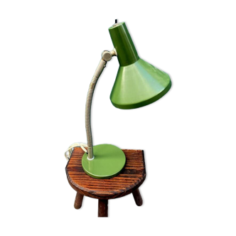 Articulated desk lamp, green metal, 1940-50