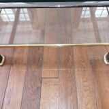 Coffee table in metal, brass and glass - 60s-70s.