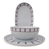 Ensemble de 3 plats basque porcelaine bleu et rouge