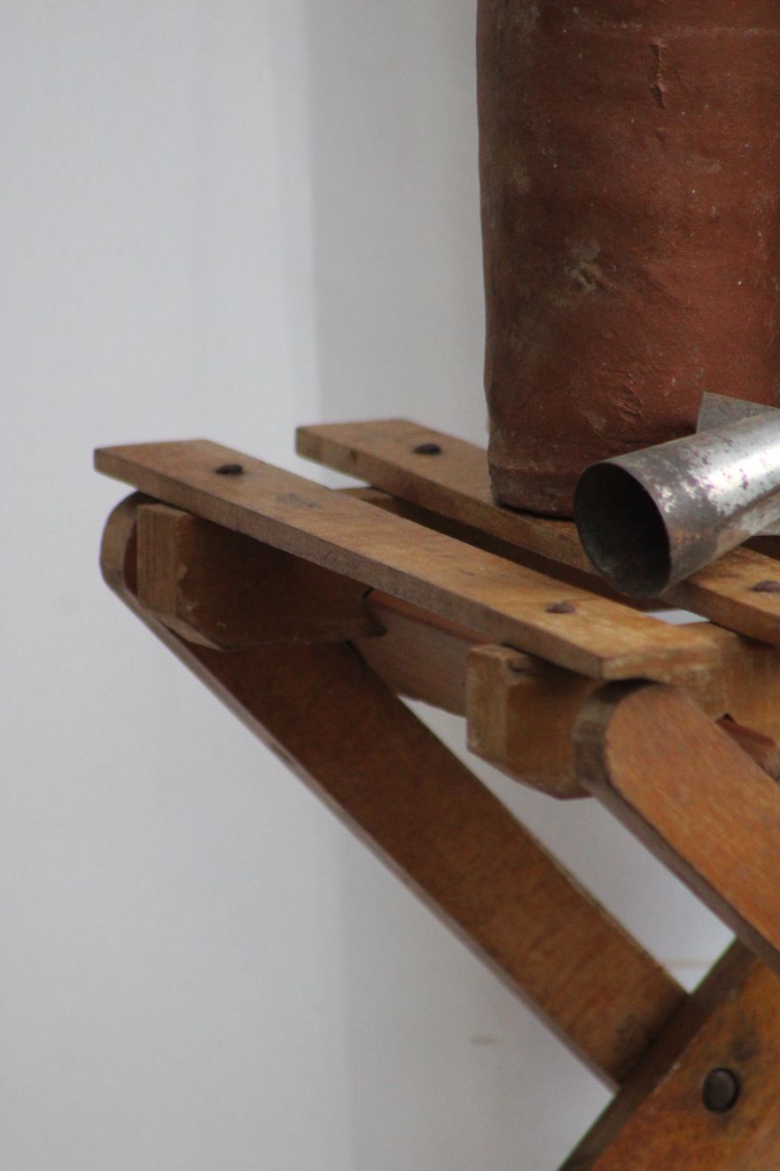 Folding wooden stool