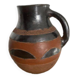 Terracotta vase with handle, partly glazed