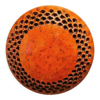 Danish ceramic wall lamp, in nice red glaze. From the 1960s