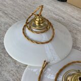 Pair of vintage white opaline pendant lights