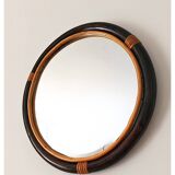 1970s Round Bamboo Mirror