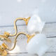 2 wall sconces golden metal gooseneck and opaline lampshade