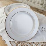 Lot de 12 assiettes dessert en porcelaine double liseré doré Ligne Hôtesse