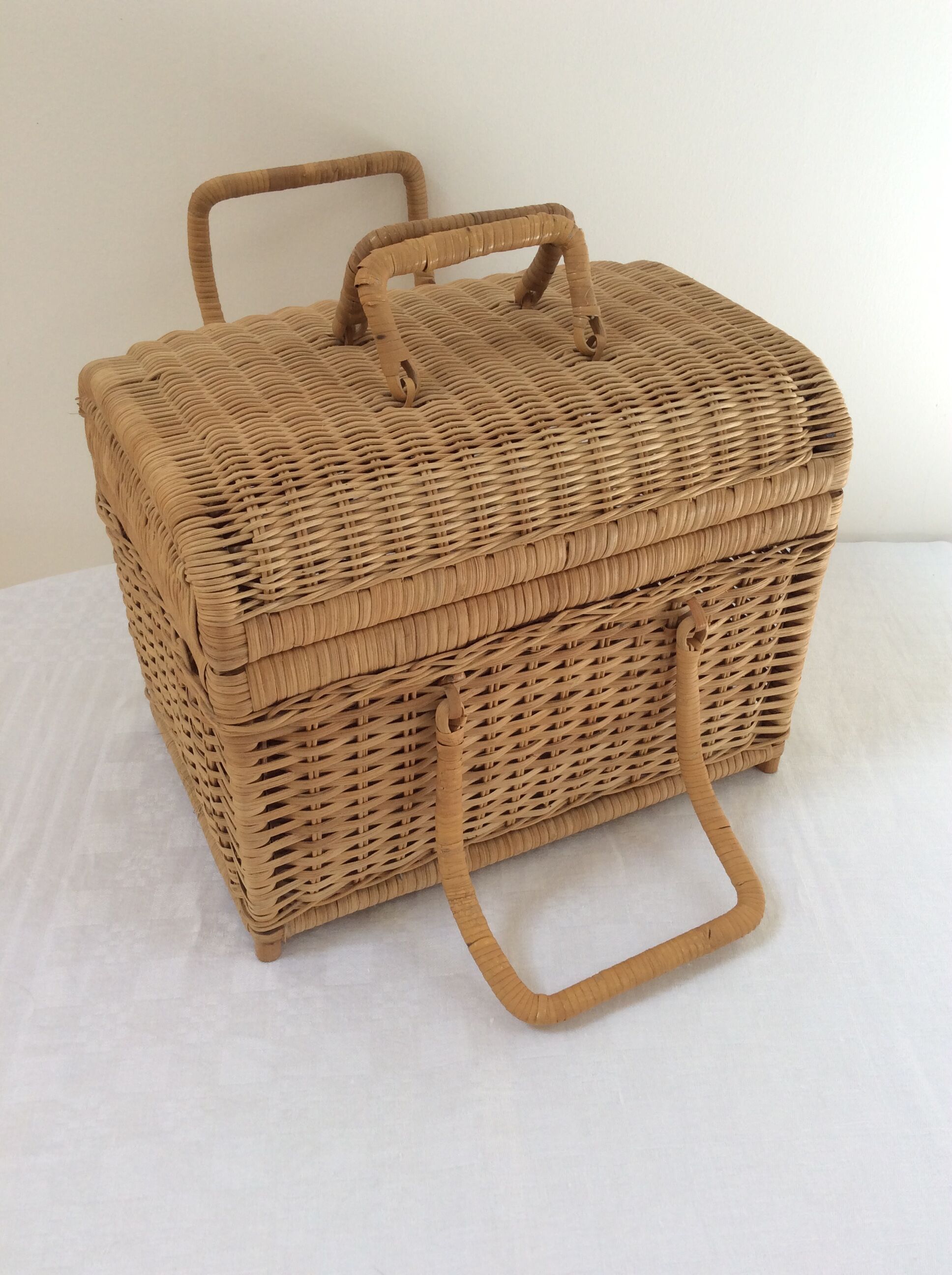 Old rattan suitcase