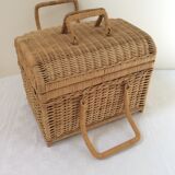 Old rattan suitcase