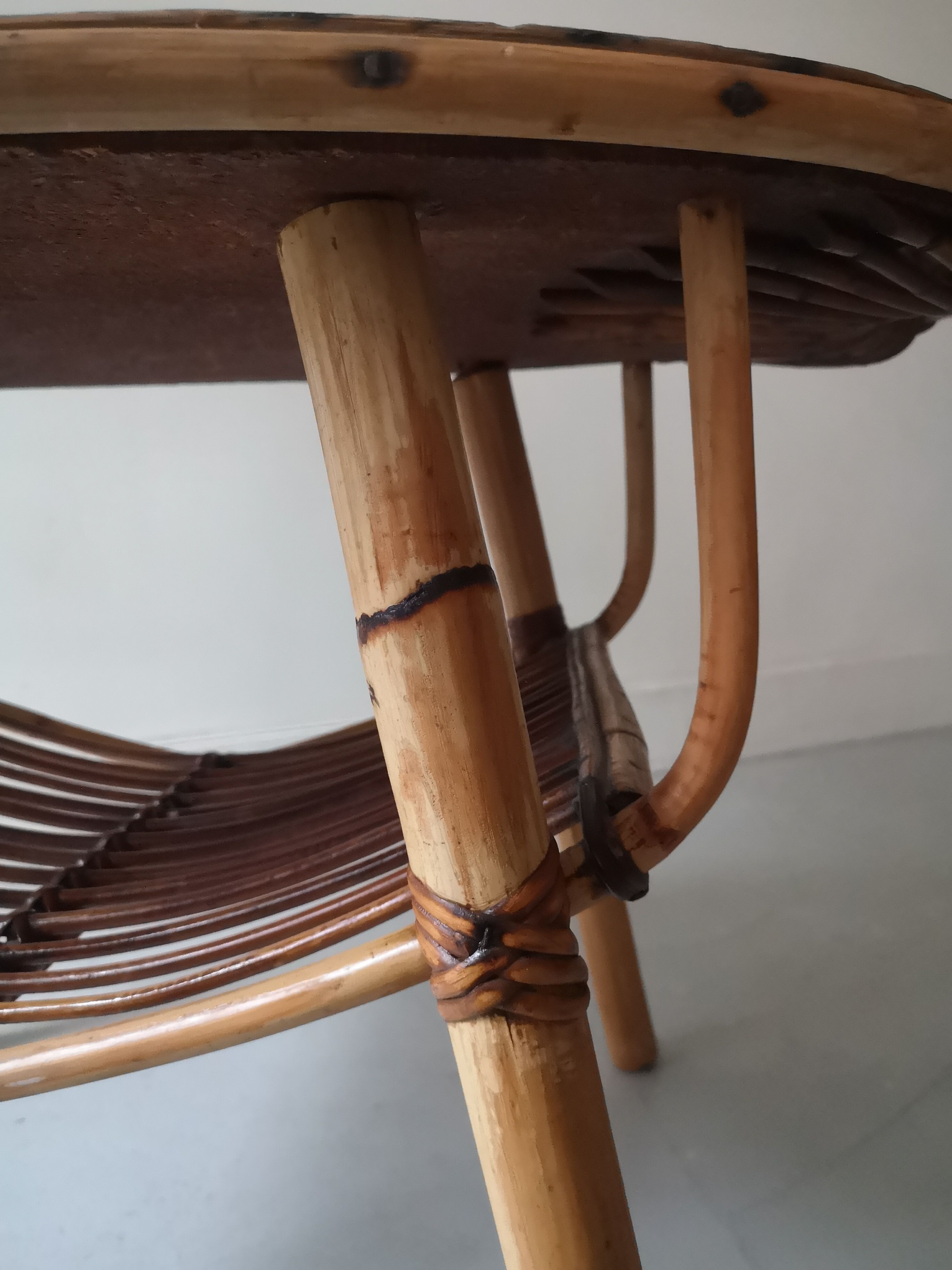 Rattan coffee table called lemon, vintage 1950