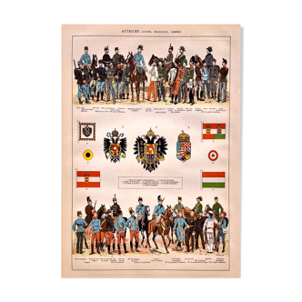 Lithographie Planche Autriche armées 1897
