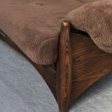 Brutalist 3-seater sofa with a super soft brown fabric, 1970’s