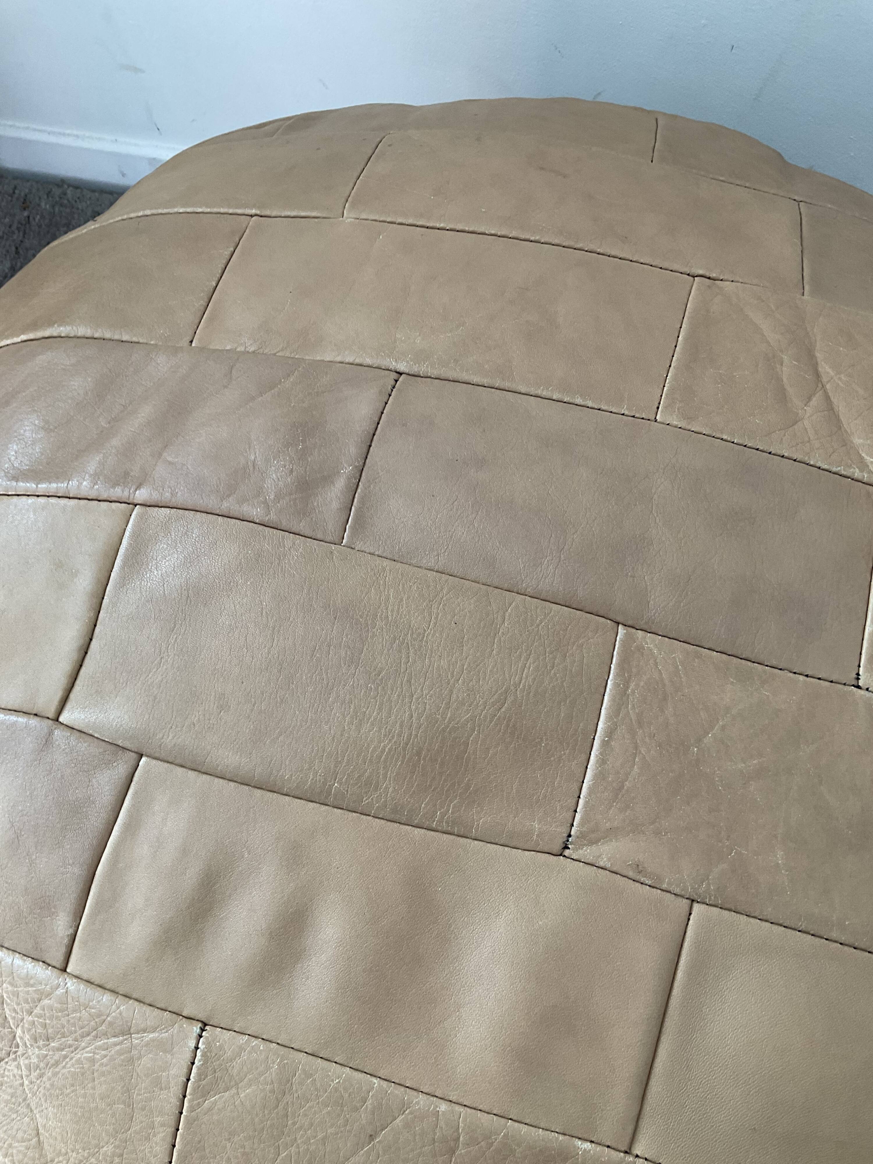 Patchwork ottoman in leather 70s