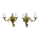 Pair of 2-light bronze wall lights, St. Louis XV