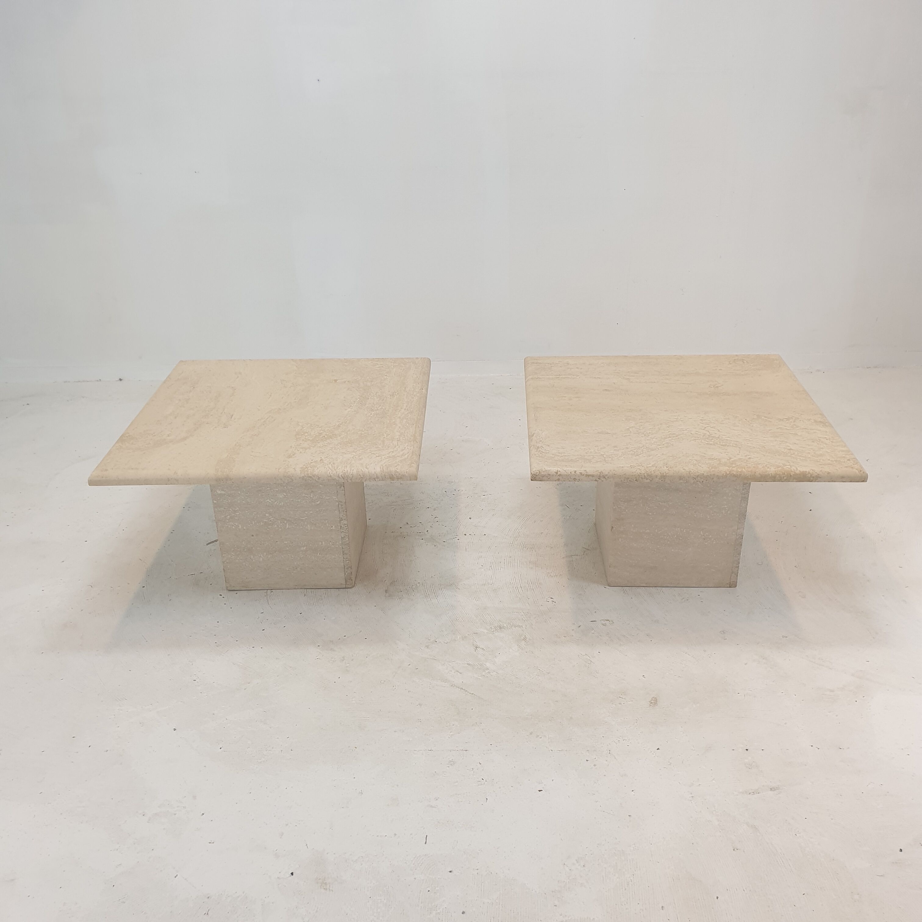 Set of 2 Italian Travertine Coffee or Side Tables, 1980s