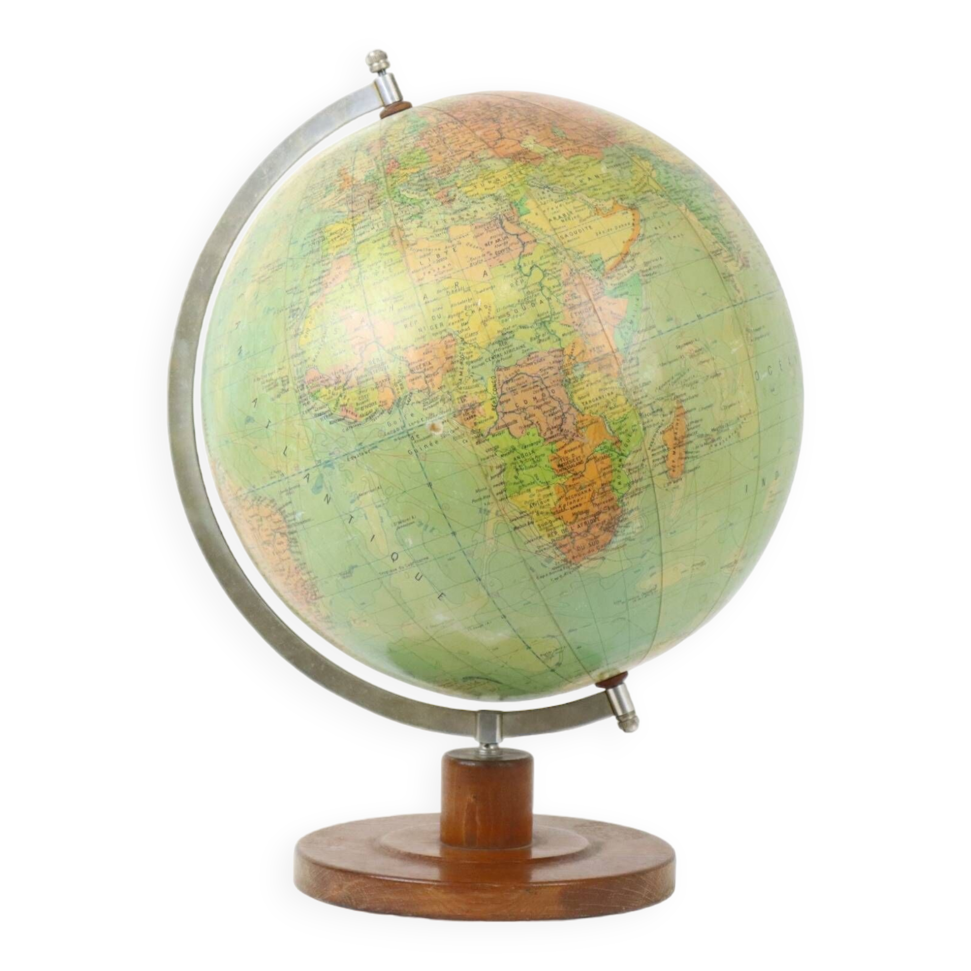 Vintage globe with oak base Dr Arthur Krause 1950s