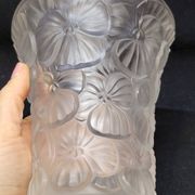 Josef Inwald Barolac Glassware Floral Vase Molded Pressed Frosted Art Glass