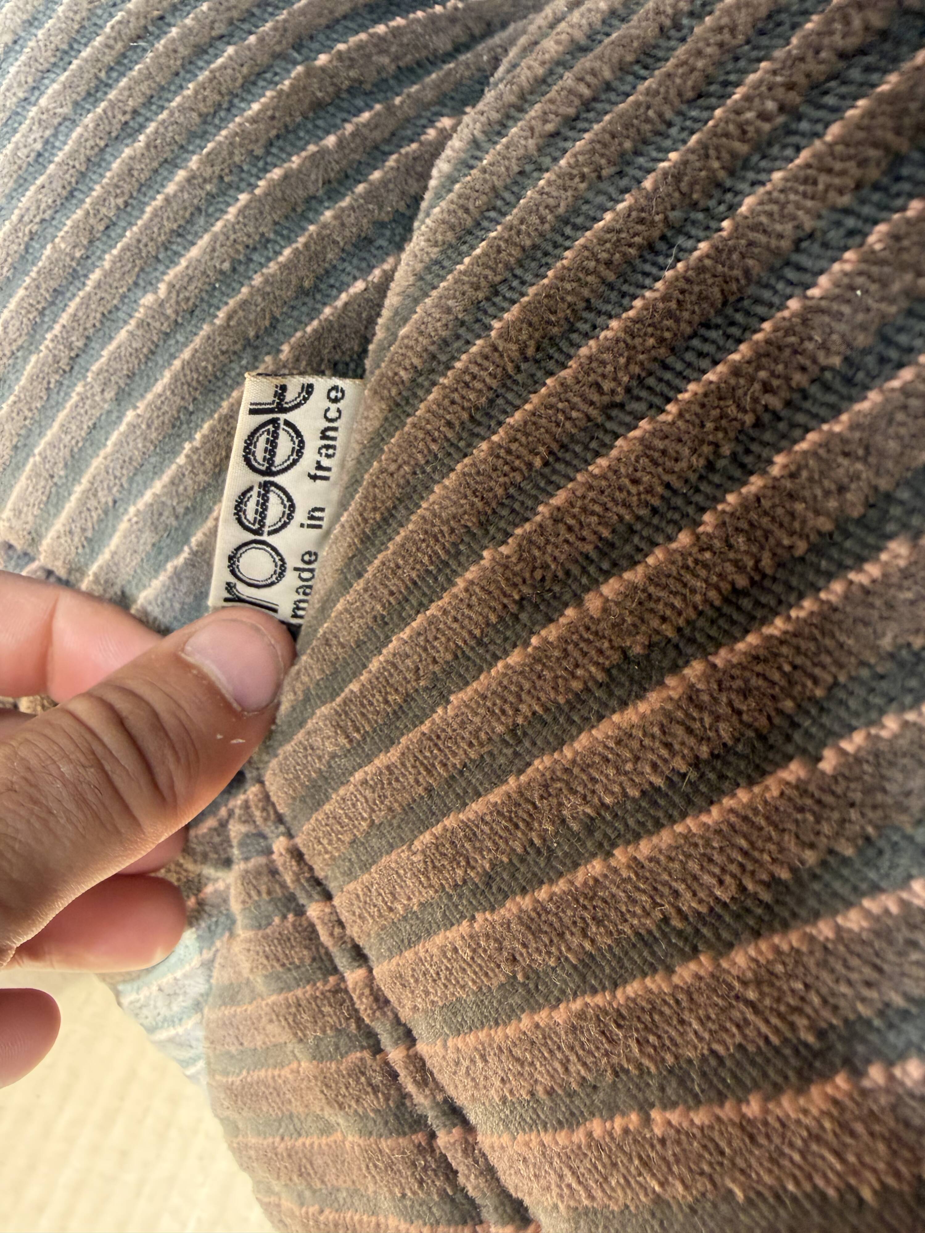 100% authentic Ligne Roset Togo 2-seater & corner diagonal striped fabric