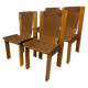 Series of 4 elm and leather chairs by Luigi Gorgoni