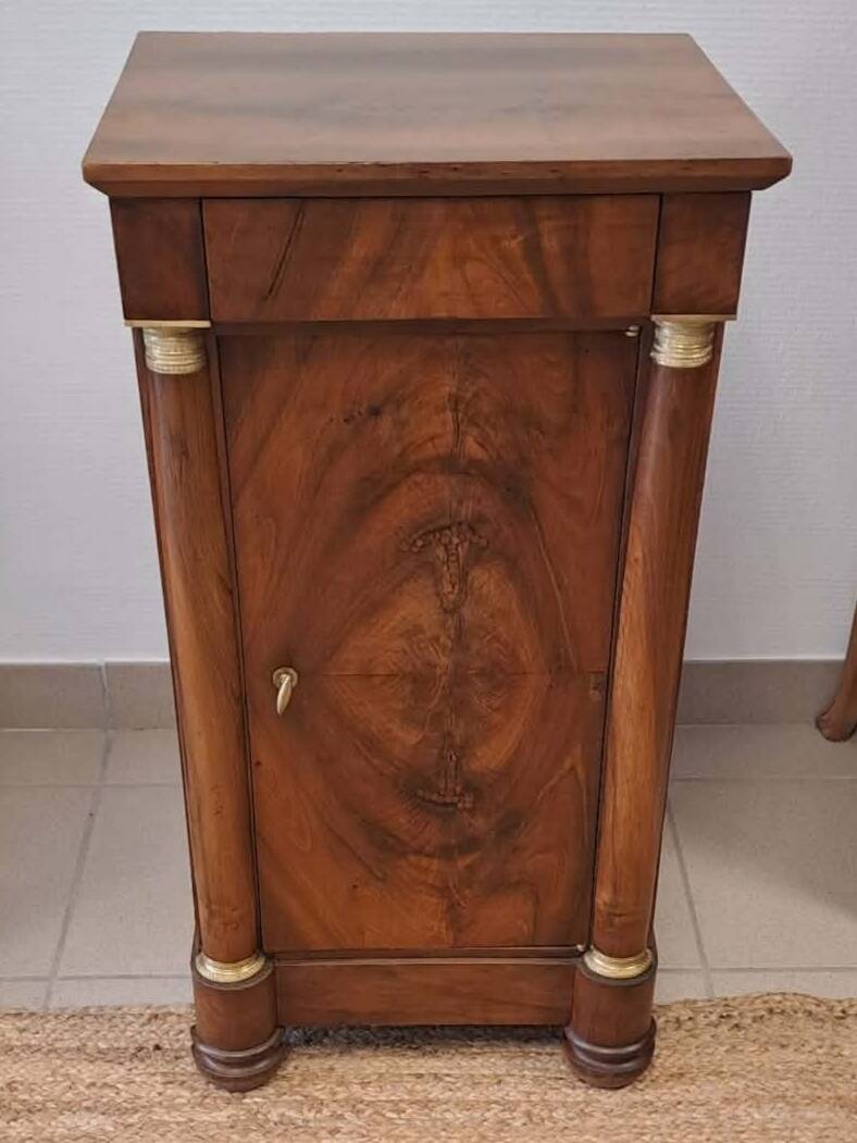 Empire-style bedside table in walnut