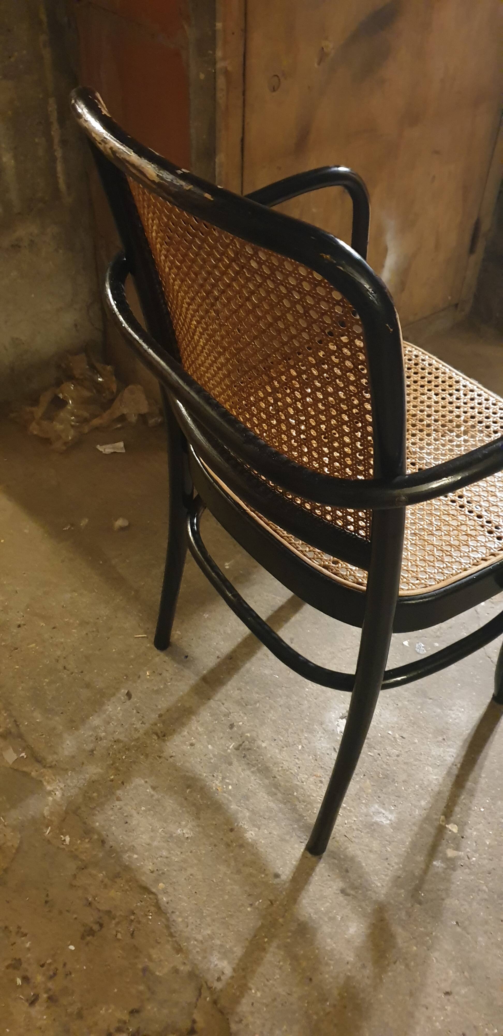 50/60 curved wooden cane armchair