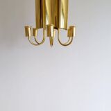 Modern mid-century brass chandelier Reflex Pierre Forssell Skultuna, Sweden