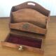 Mail holder / letter holder in vintage wood and brass